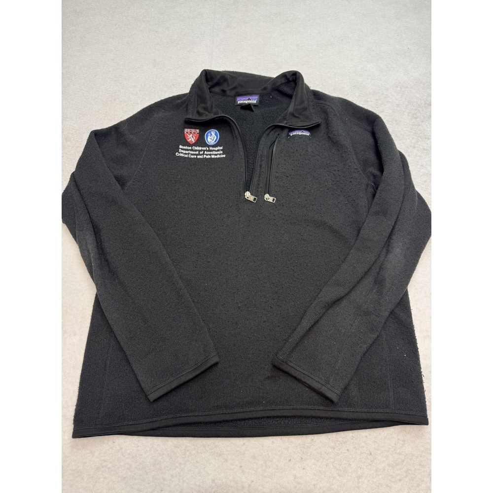 Patagonia Pullover Mens Medium Black 1/4 Zip Fleece Boston Childrens Hospital